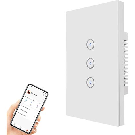 Interruptor de luz táctil, cristal, cristal blanco, triple wifi (1/5)