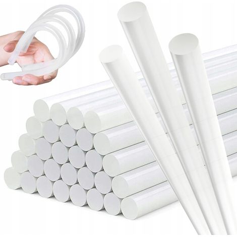 Recambios para pistola de pegamento caliente, transparentes y resistentes, 35 unidades, 11 mm x 300 mm, 1 kg.