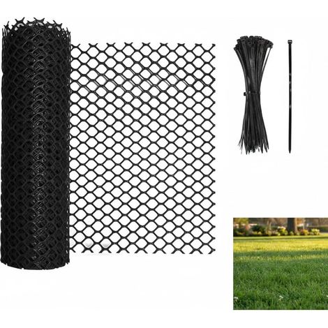 Grille de protection pour pelouse, grille en plastique, grillage à mailles fines pour lapins, protection polyvalente contre les taupes et les campagnols pour les jardins de volailles, noir (40 cm x 6 (1/5)