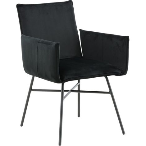 Chaise Design en velours "Petra" 87cm Noir (1/5)