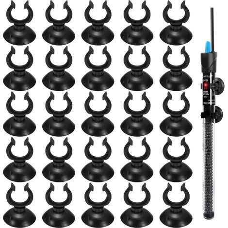 30 Supports à ventouse pour aquarium avec clip, support ouvert 17x30mm pour thermomètres, filtres et tuyaux d'aération, forte aspiration pour aquariums d'eau douce et d'eau de mer (1/5)