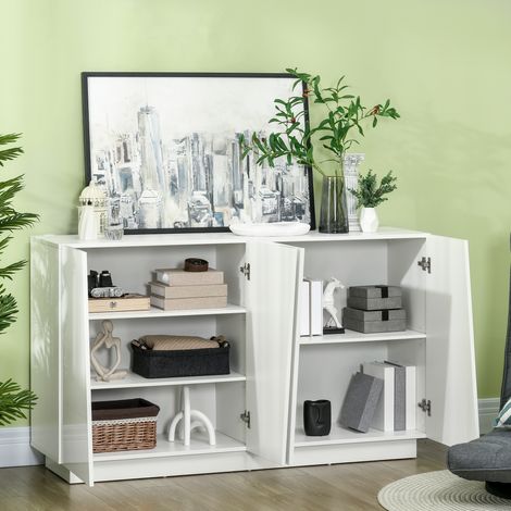 Étagère blanche 5 étagères en panneaux de particules, dimensions 150x40x88 cm, avec plateau ajustable sur 3 niveaux. (1/5)