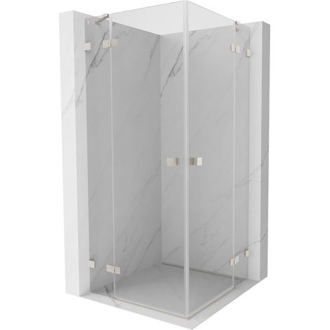 Mexen Lunar Duo Duschkabine schwenkbar 115 x 115 cm, transparent, gebürstetes Nickel - 834-115L-115P-97-00