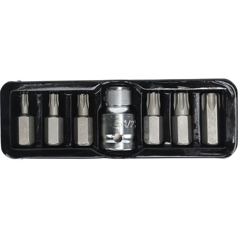Ortviai Clé à douilles multifonction en acier – Jeu de 7 embouts Torx T25 à T55 + adaptateurs 1/2″ et 3/8″ – Modèle YT-0410 (1/5)