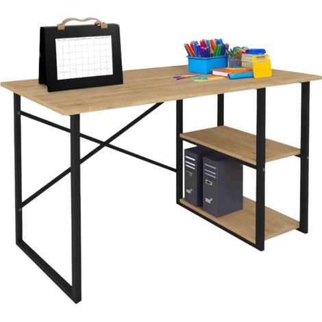 Mesa Escritorio Rus 2 Estantes Industrial Roble y Negro 120 cm (1/5)