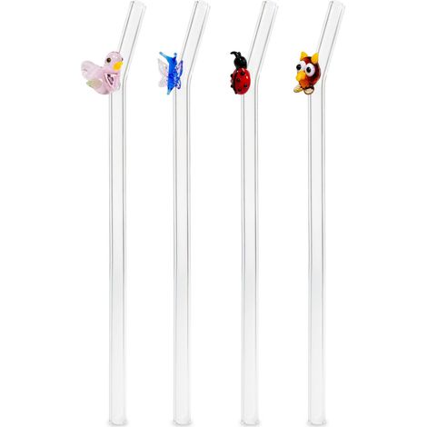 WD LifeStyle Set 4 Cannucce in Vetro Scovolino Decoro Animali (1/2)