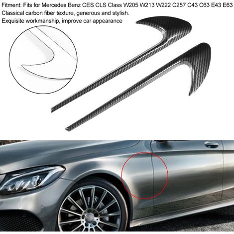 Pegatinas para guardabarros con textura de fibra de carbono para Mercedes-Benz CLS Clase E W205 W213