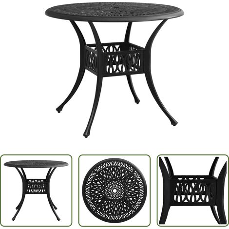 Thé - Table de jardin Noir 90x90x74 cm Aluminium coulé (1/5)