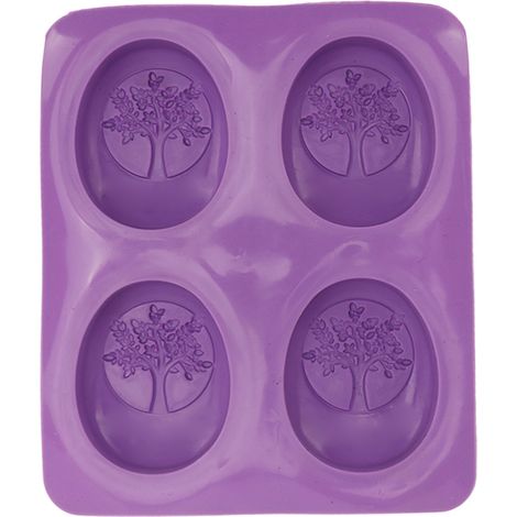 Moule en Silicone Souple pour Savon DIY - 4 Motifs Lavande, Forme Ovale, Démoulage Facile (1/5)