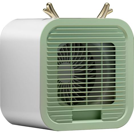 Mini climatiseur portable de bureau, silencieux et alimenté par USB, idéal pour le bureau et l'extérieur (vert). (1/3)