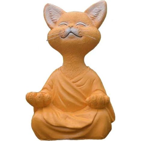 Boutique Collection Statue de Chat de Méditation Petite Statue en Résine Assis Chat Zen Jardin Maison Décoration de Jardin Ornement (Orange) (1/5)