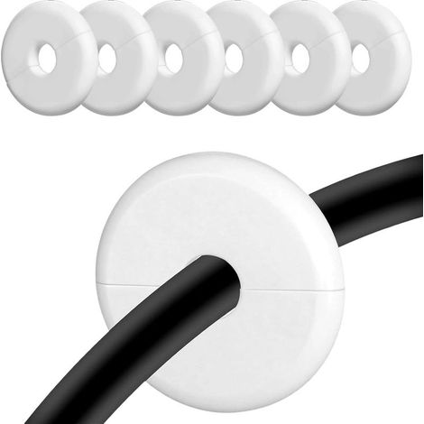 Lot de 6 œillets de câble mural Passage de câble antidérapant avec adhésif,cache trous muraux pour fils ,Ethernet et standard,kit de gestion des fils (1/5)
