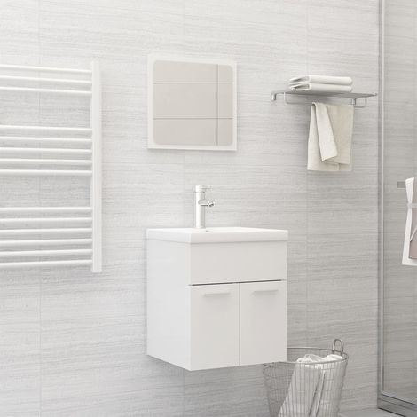 Ensemble de meubles de salle de bain Blanc brillant (1/5)
