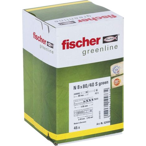 Cheville à frapper N 8 x 80/40 avec vis, fabriquée à base de matières premières renouvelables/Boîte de 45 Vert (1/4)