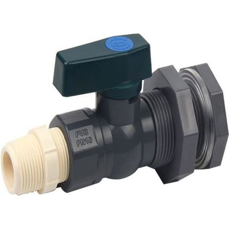Connecteur de réservoir d'eau en PVC Robinet de baril de pluie en PVC de 3/4 po avec raccord de cloison et adaptateur de tuyau (1/5)