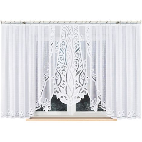 Pola - Rideau jacquard prêt à poser avec fente en bas - 500 x 160 cm - blanc (1/5)