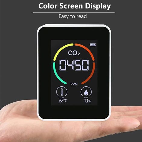 Détecteur de dioxyde de carbone 3 en 1, moniteur de qualité de l'air, analyseur de température et d'humidité, compteur de CO2 numérique pour la maison et le bureau (1/5)