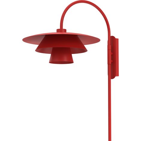 Applique murale décorative Plato Luminex rouge mat triple abat-jour E27 15 W