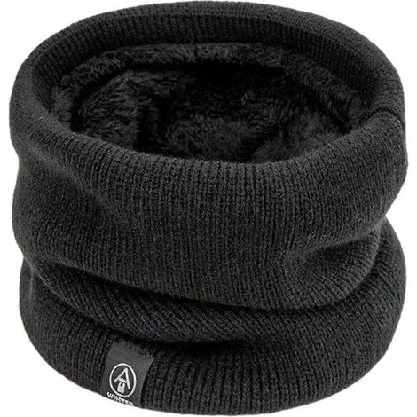 Cache-cou unisexe pour l'hiver, doublure peluche épaisse, élastique, idéal pour temps froid, extérieur et intérieur.-Black