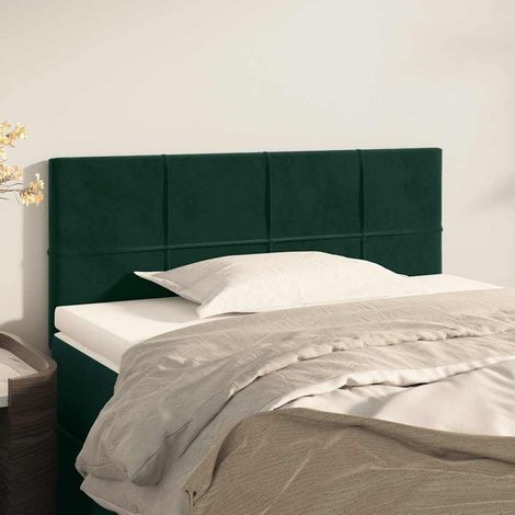 Tête de lit pour lit simple, Cadre de lit, Tableau décoratif de chevet Vert foncé 80x5x78/88 cm Velours CDE77342 (1/5)