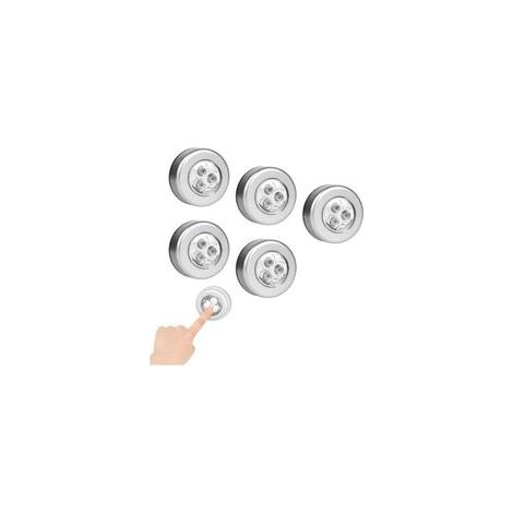 5pcs Lampe Spot Autocollant Éclairage,Lampe Spot LED Autocollant,Lampe Adhésive LED,Spots Lampe LED Sans Fil,Veilleuses Lampe LED,Lampe Autocollante à Piles,pour Placard,Passage(Sans Batterie) [Classe