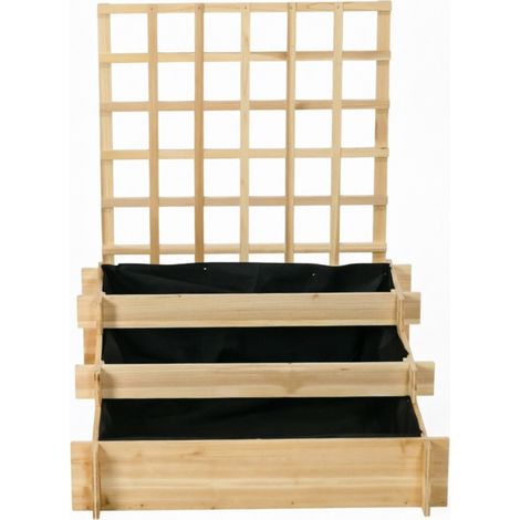 Jardinera elevada de 3 niveles con celosía de madera 95 x 95 x 110 cm MODENUIT (1/4)