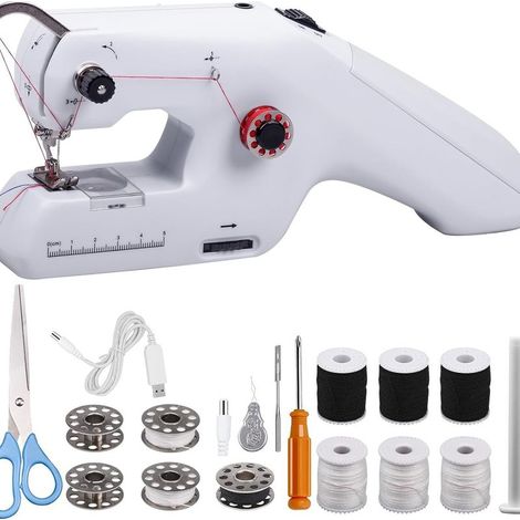 Machine à Coudre Électrique Portable, Équipé D'une Aiguille et D'un fil, Facile à Utiliser, Adaptée aux Débutants et Aux Enfants, Applicable aux Vêtements, Rideaux, Jouets en Peluche (1/5)