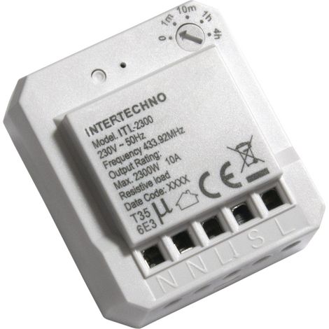 Intertechno Funk-Einbauschalter ITL-2300 mit Abschaltautomatik für Lampen & Elektrogeräten Smart Home Schalter