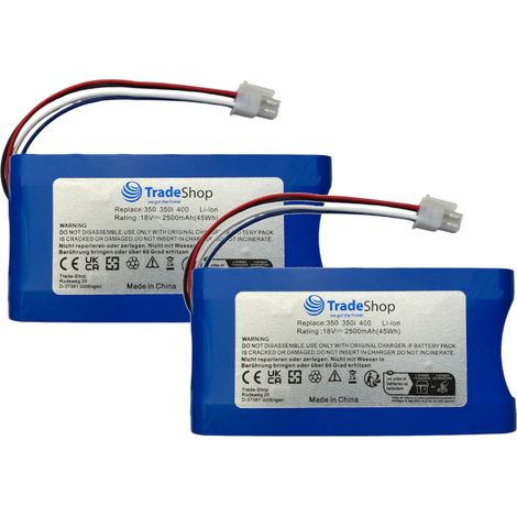 2x Trade-Shop Li-Ion Akku 18V / 2500mAh kompatibel mit Yard Force Amiro 400, 400i, 350, 350i ersetzt 1920726 / Rasenmäher Mähroboter Zubehör (1/2)