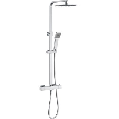 Acezanble Thermostatic Square Exposed Mixer Shower Set Chrome Twin Head