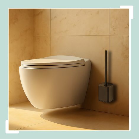 Flache toilettenburste mit wandhalter