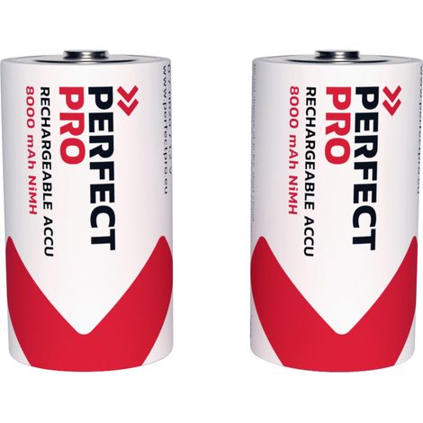 PerfectPro - Akku - 2 Stuck D-Batterien NI-Mh - Wiederaufladbar und vorgeladen - 8000 mAh - 1,2 Volt - Lange lebensspanne - Ideal für Lautsprecher und Digitale Geräte (1/2)