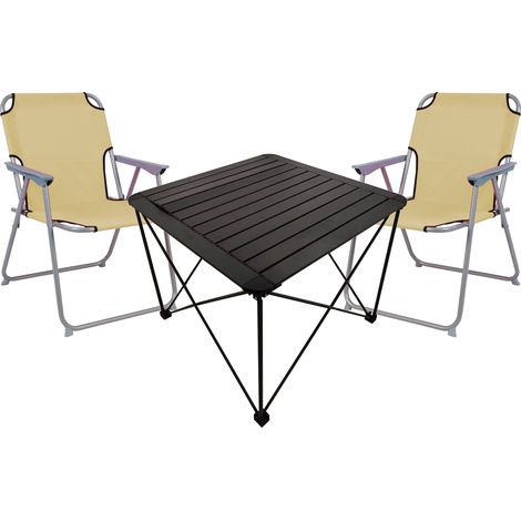 3tlg Campingmöbel Set Beige-MCM3001+2xMPO2600Beige (1/5)