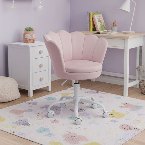 Wahson Kinder Schreibtischstuhl Höhenverstellbar, Samt Drehstuhl Blütenblatt Schminktisch Stuhl, Bequemer Bürostuhl ergonomisch für Kinder Mädchen, Rosa (1/5)