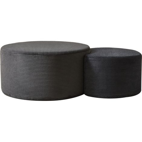 Set de 2 mesas de centro redondas tapizadas de espuma negra 127x81x40 cm HOMVRA (1/5)