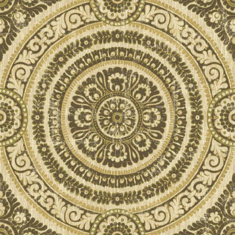 Wallquest Caspia Damask Circle Gold Wallpaper Classic Acrylic Coated Stylish (1/4)
