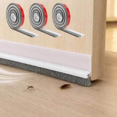 Lot de 3 joints de porte auto-adhésifs - 100 × 3 cm - Avec poils - Pour moustiquaire - Protection contre le froid et la poussière (1/5)
