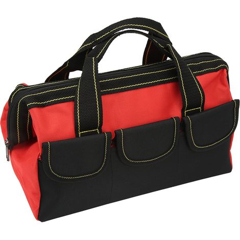 Sacoche outils 41cm ouverture large résistante imperméable portable à main rangement outillage rouge (1/5)