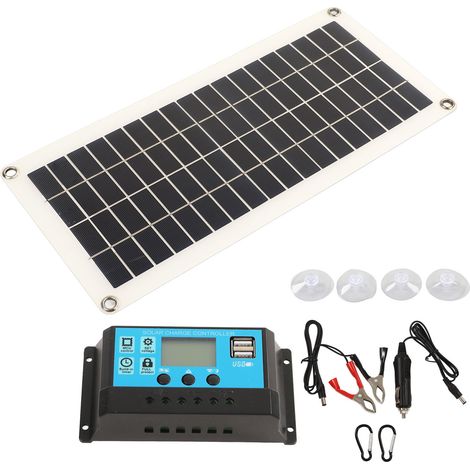 Panneau Solaire 10W Silicium Polycristallin Double Sortie USB pour Moto Bateau Tracteur Remorque Camion Tondeuse Camping-car Régulateur 10A (1/5)