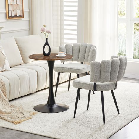 Conjunto mesa y sillas redondas 60 cm, 1 mesa MDF y 2 sillas gris claro DESVIAE (1/5)