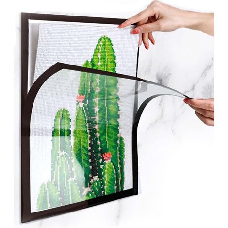 2 cadres magnétiques pour peinture diamant 30x40 cm - auto-adhésifs - boîte de rangement pour accessoires - système de suspension - Pour peintures, photos, affiches, certificats, etc. (1/2)