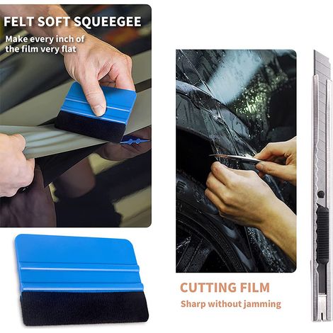 Kit complet de pose de papier peint comprenant un rouleau à joints, un outil de coupe, une raclette en feutre, un outil de lissage et un mètre ruban pour la pose de papier peint, de film vinyle et de (1/4)