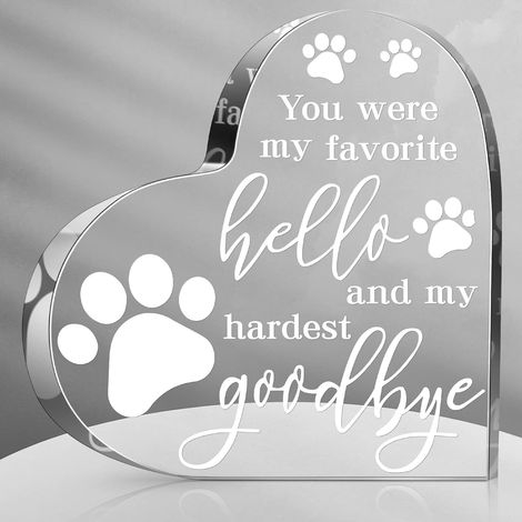 Plaque cœur acrylique souvenir animal – Cadeau de deuil pour la perte d’un chien ou chat, décoration commémorative, signe de condoléances pour compagnon disparu (1/5)