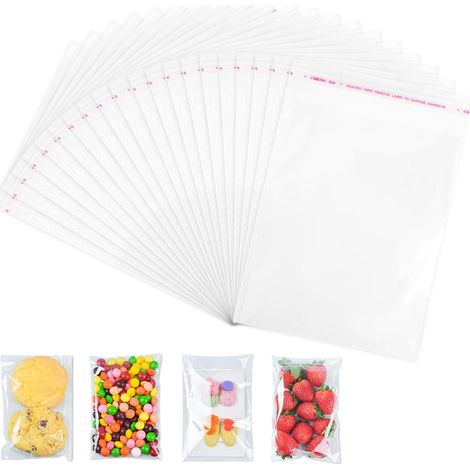 200 Pièces Sac de Cellophane Transparent Auto-Adhésif, 13x19 cm Sacs Auto-adhésifs Plastique OPP, Sachets en Plastique OPP Autocollants, Sachet Cellophane Adhesif, pour Bonbons, Biscuits, Bijoux (1/5)