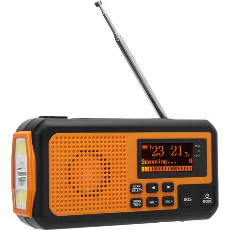 Ortviai Radio d'urgence DAB/FM solaire et manivelle avec haut-parleur Bluetooth, banque d'énergie 4000 mAh et lampe torche (1/5)