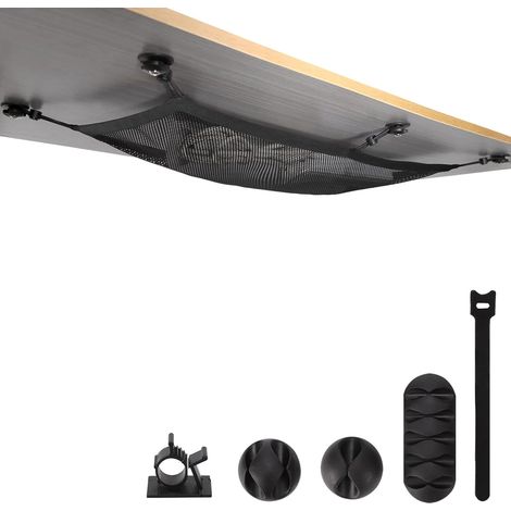 Kabelkanal 66,5 x 24 cm für die Aufbewahrung unter dem Tisch - Elastisches Kabelschutzset für unsichtbare Aufbewahrung, Schwarz - Robust - Langlebig - Flexibles Kabelmanagement (1/5)