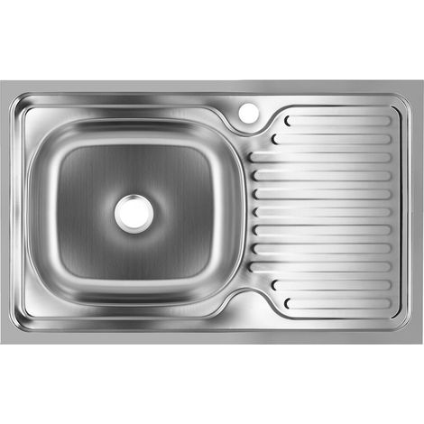 Évier de cuisine S416S, pour masque, finition satinée, cuve gauche, 80 x 50 cm, acier inoxydable (1/5)