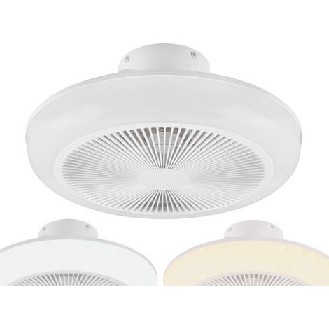 Plafón LED con Ventilador Mjolby Ø46 cm – 30W, 3300 lm, Efecto Estrellas, Control remoto – Trio Lighting