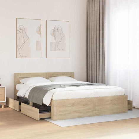Estructura de cama con cajón 2 uds. Sonoma 153 x 203 cm (1/5)