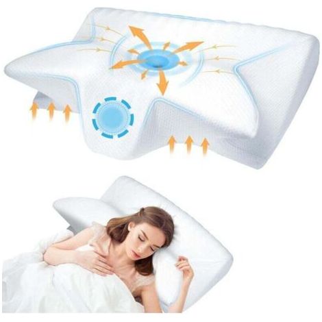 Oreiller cervical en mousse à mémoire de forme - Oreiller ergonomique en mousse à mémoire de forme, oreiller orthopédique pour la nuque, idéal pour les personnes dormant sur le côté, le dos ou le vent (1/4)